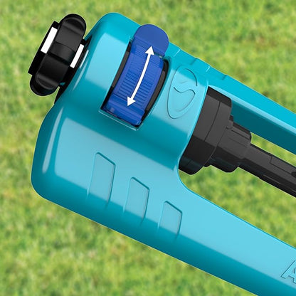 Aqua Joe SJI-OMS16 Indestructible Oscillating Sprinkler with Adjustable Spray and Metal Base, 3600 Sq. Ft. Coverage Max, 70-Foot Spray Distance Max, and 37.8-Foot Spray Width Max