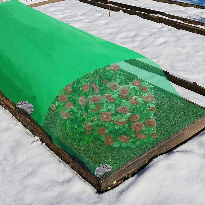 Alphatool 2.0oz/yd² Plant Covers Freeze Protection - 10 x 20 ft Easy of Use Green Winter Plant Frost Blanket Shield for Raised Beds, Reusable Garden Fabric Cloth Floating Row Cover for Outdoor Plants