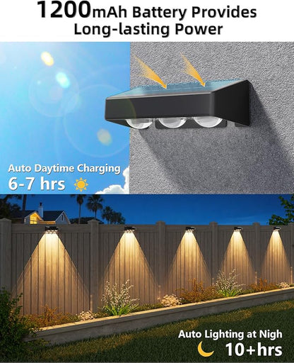 Solar Fence Lights Outdoor, 8 Pack, 9 Fixed Colors ＆ Color Changing Fence Lights Solar Powered Waterproof IP65 Dusk-to-Dawn LED Deck Lighting for Patio, Railing, Pool, Porch, Backyard, Wall
