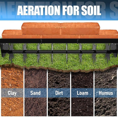 35" Tow Behind Lawn Aerator, 500LBS Capacity Core Aerator & Spike Lawn Aerator Machine for Deep Soil Aeration, Universal Yard Aerator Compared to Manual Lawn Aerators