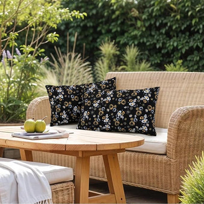idee-home Outdoor Pillows with Inserts Included, Patio Outside Lumbar Pillows Waterproof Set of 2, 12 x 20 inch