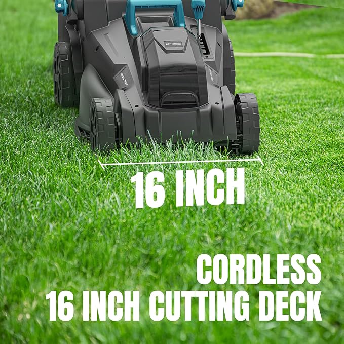 2×20V Cordless Electric Lawn Mower, 16" Push Mower with 6 Cutting Height Levels, Includes 2×4.0Ah Batteries and Dual Port Charger