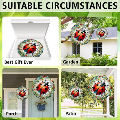 Ladybug Wind Spinner, Ladybug Wind Spinner Hanging for Yard and Garden, Unique Gift Wind Spinner, 3D Hanging Wind Spinner Outdoor