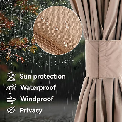 Gazebo Curtain Replacement Universal 4-Panel Sidewalls 12' x 16', Outdoor Gazebo Privacy Curtains with Zipper, Replacement for Outdoor, Patio Canopy, Garden and Backyard (Curtain Only)