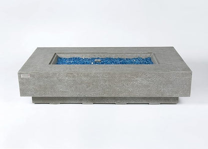 Elementi+ | Riviera Gas Fire Pit Cast Concrete 60" Rectangular Fire Table, Outdoor Fire Pit Electronic Ignition | Canvas Cover, Fire Glass and Burner Lid Included | Light Gray | Propane Gas