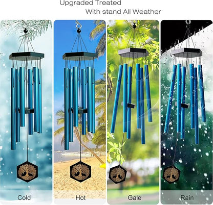 33" Tree of Life Memorial Wind Chimes | Soothing Blue Sympathy Wind Chime for Loss of Loved One, Calming Melody & Deep Tone, Outdoor Garden Decor & Housewarming Gift