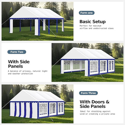 MFSTUDIO 16'x20' Party Tent, Outdoor Heavy Duty Party Tents with Removable Sidewalls, Large Canopy Tent Shelter for Outdoor Events Wedding Birthday, Blue