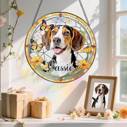 Personalized Pet Suncatcher, Loss of Pet Sympathy Gift Dog, Dog Memorial Gifts, Cat Memorial Gift, Pass Away, Remembrance, Bereavement Gifts for Dogs Lovers or Cats Lovers - Pattern B