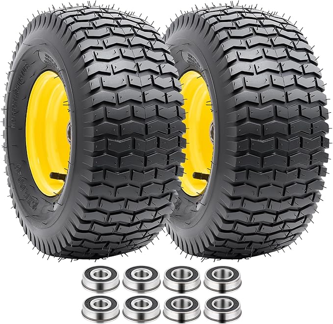 15x6.00-6 Tire and Wheel, 15-Inch Replacement Pneumatic Tires with 3/4" Bearings Compatible with Hand Truck, Wheelbarrow, Wagon, Gorilla Carts Tires (Yellow, 2PCS) P-103