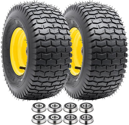 15x6.00-6 Tire and Wheel, 15-Inch Replacement Pneumatic Tires with 3/4" Bearings Compatible with Hand Truck, Wheelbarrow, Wagon, Gorilla Carts Tires (Yellow, 2PCS) P-103