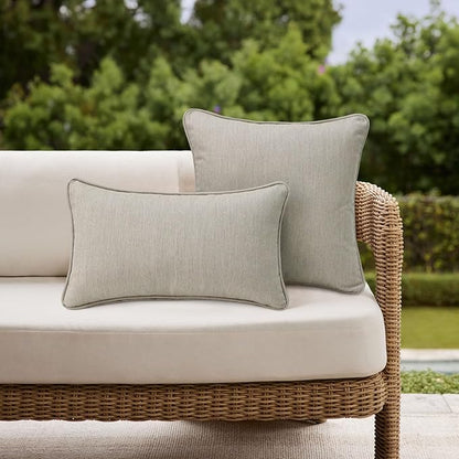 Sunbrella Decorative Outdoor Water Repellent Throw Pillows with Inserts, Set of 4, 20" x12" Pillows for Patio, Backyard, Bed, Couch, and Patio Furniture, Specrtum Pebble