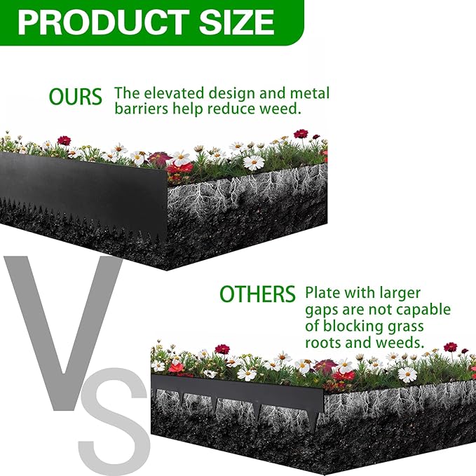 Metal Landscape Edging 6 Pack 40" L x 6" H,Galvanized Bendable Metal Garden Edging,Hammer- in Steel Landscape Edging with a Pair of Gloves and 7 Clips,Black (20 FT Total)
