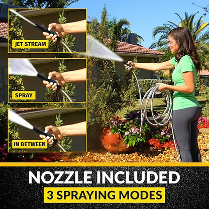 Bionic Steel 25 Ft Metal Garden Hose with Nozzle, 25Ft x 5/8 In. Premium 304 Stainless Steel Metal Water Hose, Flexible Non Kinking, Lightweight, Heavy Duty, for Yard, Outdoor