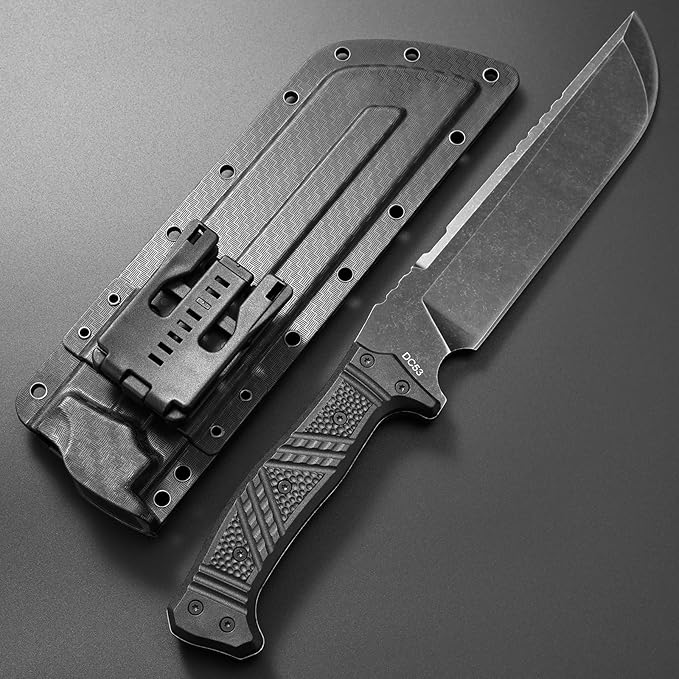 GTK32 Fixed Blade Knife DC53 Steel Blade Full Tang Nylon Fiberglass Handle Heavy Duty Knifes for Field Hunting Camping Bushcraft(Black)