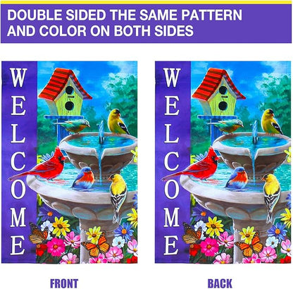 Welcome spring summer bird flags for outside 28x40 double sided, summer house flags, Large Flags Outdoor flags for outside decoration