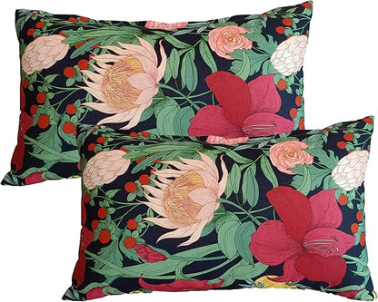 ADLIVWYD Lumbar Pillows for Indoor Outdoor uses,Waterproof Removable Cover with Zipper Outdoor Pillows Set of 2 for Patio Furniture,12×20 Inch (Black Floral)