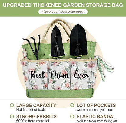 Birthday Gifts for Mom, Gardening Kit Mom Gifts from Daughters Floral Gardening Tools and Durable Garden Tools Organizer Tote, Ideal Gardening Gift for Women on Christmas Plant Lover Present