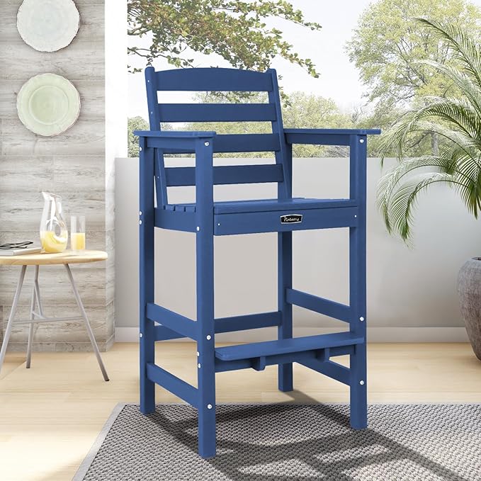 FUNBERRY Bar Height Outdoor Chair, Tall Adirondack Chair, All Weather HDPE Outdoor Bar Chairs for Bistro Patio Balcony