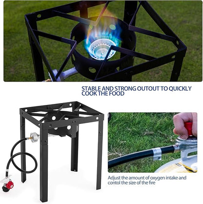 58,000 BTU Outdoor Fish Fryer with Baskets and Lid, 18 Qt. Propane Deep Fryer and 2 Inner Baskets, Ideal for Frying Fish, Chicken Wings, French Fries