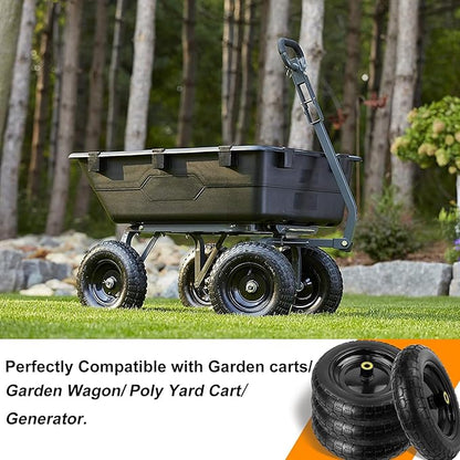 13" Flat Free Wheels Replacement for GOR Garden Cart Tires, 4.00-6 Solid Tires with 5/8"Bearings, 13" No Flat Wheels for GOR Garden Carts/Hand Trucks/Garden Carts