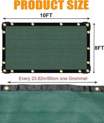 e.share 90% Heavy Duty Shade Cloth for Garden, 10 Ft X 8 Ft Sun Shades Outdoor Patio with Grommets for Plant Covers,Porch Screen,Pergola Shade Cover,Greenhouse,Green