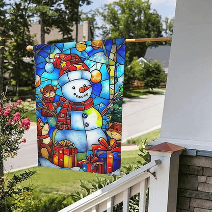 Christmas Snowman Garden Flag Vertical Double Sided Outdoor Yard Flags 12.5x18 Inch Burlap Banners for House Lawn