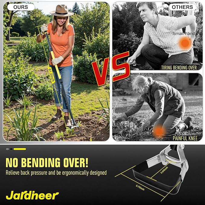 Jardineer Hula Hoe with Long Handle,Hoe Garden Tool, for Weeding, Stirrup Hoe for Flower Beds,Yards(64 inches)