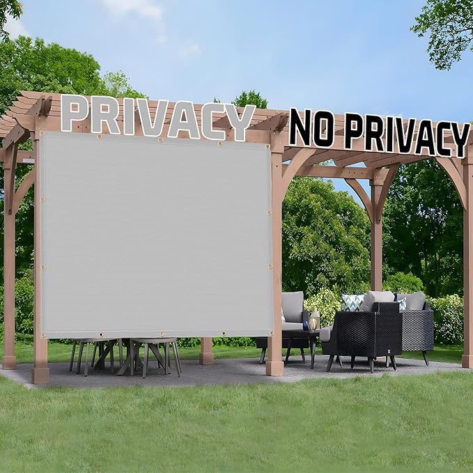 SUNNY GUARD Shade Cloth Custom Size 18x22 FT Sun Shade Screen Fabric Shade Cover Tarp with Grommets for Pergola Backyard Garden, Light Grey(We Customized)
