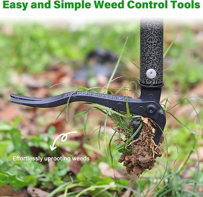 Weed Puller Tool, 61" Stand Up Heavy Duty Gardening Hand Weeder Tools with 4 Claw Steel for Dandelion, Horseweed, Thistle, Remove Weeds Without Bending, Kneeling, Pulling