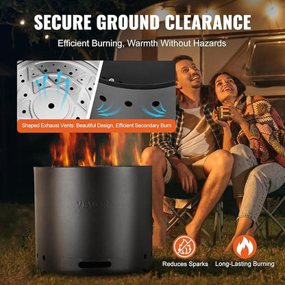 VEVOR 19.3 in Smokeless Fire Pit Stove Bonfire, Wood Burning Fireplaces with Removable Ash Pan, SUS430 Stainless Steel Inner Portable Outdoor Firepit, for Outdoor Patio Camping High 15.4 in