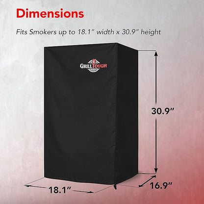 Heavy Duty Smoker Cover for Outdoor Griddle, 30 Inch – Waterproof, Weather Resistant, UV & Fade Resistant with Adjustable Straps – BBQ Cover for Flat Grill, Black