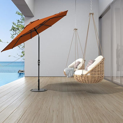 Midtown Umbrellas The Swilt 8 Feet Patio Umbrella in Sunbrella Terracotta Acrylic Fabric - Fiberglass Ribs, Auto-Tilt Aluminum Frame For Backyard, Deck, Garden, Pool - White Pole