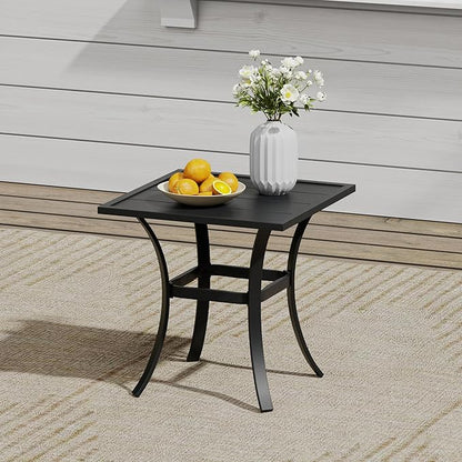 VICLLAX 3 Pieces Small Outdoor Furniture, 2 Patio Swivel Chairs and Small Square Outdoor Table for 2, Blue Chairs & Black
