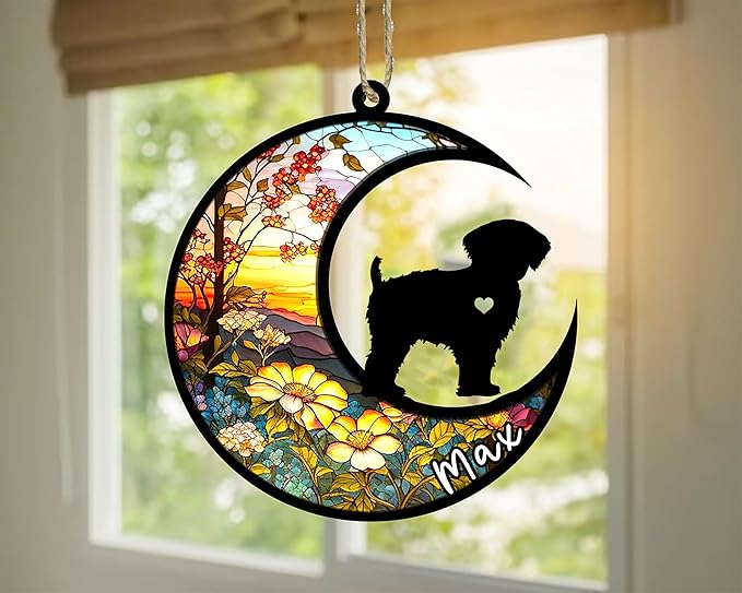 Personalized Dog Memorial, Custom Name Yorkipoo Dog Christmas Ornament with Name, Custom Breeds, Pet Loss Light Catcher, Gifts for Lovers Loss of Pet Sympathy on Mothers Day Christmas