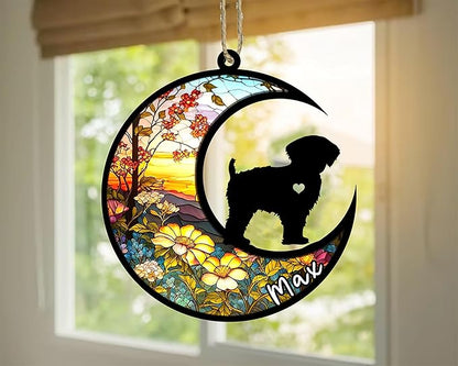 Personalized Dog Memorial, Custom Name Yorkipoo Dog Christmas Ornament with Name, Custom Breeds, Pet Loss Light Catcher, Gifts for Lovers Loss of Pet Sympathy on Mothers Day Christmas