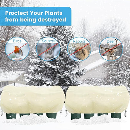 Bonviee 4 Packs Plant Covers Freeze Protection- Large Tree Covers Frost Protection Blankets for Plants, Reusable Shrub Jakets Covers for Winter, with Drawstring (43.3x17.7x15.7INCH /4 Pack)