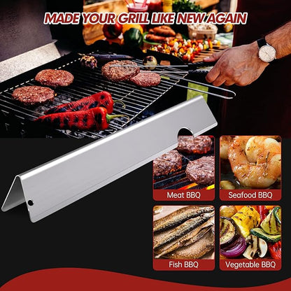 Grill Flavorizer Bars Heat Deflectors BBQ Gas Grill Replacement parts for Weber 66041, 66033, 66796, Weber Genesis II E-410, S-410, Genesis II LX E-440, S-440, 17” Stainless Steel Flavor Bars