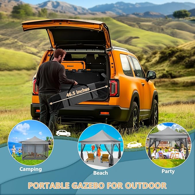 COBIZI 12x12 Pop Up Gazebo On Clearance Canopy Tent Easy Up Outdoor Gazebo Waterproof Upgrade with Mosquito Nettings and Carry Bag for Patio Garden Lawn