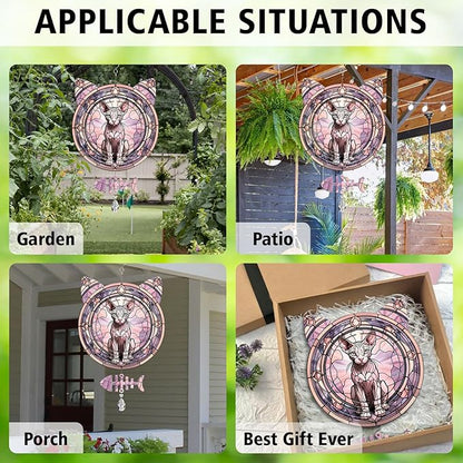 Sphynx Cat Wind Spinner, Sphynx Cat Wind Spinner Hanging for Yard and Garden