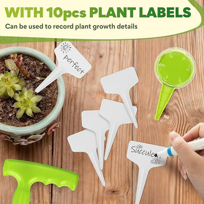 Seed Planter Tool, 6.9" Dibber Garden Tool, Plastic Dibbler Tools for Planting, Seed Dispenser, Bulb Digger Garden Planter for Sowing Seeds, Bulbs, Digging (with Plant Labels)