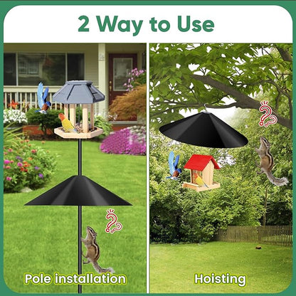 24-inch Large Squirrel Proof Bird Feeders for Outside Hanging,Outdoor Squirrel Baffles for Bird Feeders Pole, Bird House Guard for Outdoor Shepherd’s Hook, Black Color