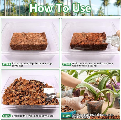 Legigo 6 Pack Coco Husk Chips- 6.6 LB 100% Organic Coconut Coir Chips Brick Potting Soil Mix with Low EC & PH Balance, Compressed Coconut Substrate Coco Chips Mulch Medium for Garden, Flowers, Plants