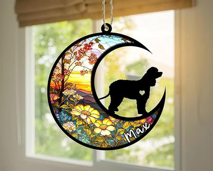 Personalized Dog Memorial, Custom Name Irish Water Spaniel Dog Christmas Ornament with Name, Custom Breeds, Pet Loss Light Catcher, Gifts for Lovers Loss of Pet Sympathy on Mothers Day Christmas