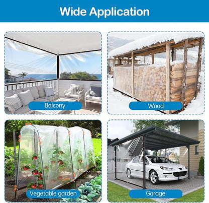Clear Tarps with Grommets, 4x6FT with 1 Rolls Ropes Anti Tear Waterproof Tarps for Outdoors Clear Plant Covers for Covering Firewood Piles Patio Furniture Dog or Chicken Coops