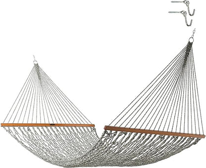 Original Pawleys Island Deluxe Green Oatmeal Heirloom Tweed DuraCord Rope Hammock – 13 ft. x 60 in., 2-Person, 450 lb Capacity, Oak Spreader Bar, Zinc-Plated Hardware, Handcrafted in The USA