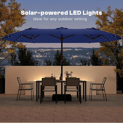 13FT Double Sided Patio Umbrella with LED Lighted