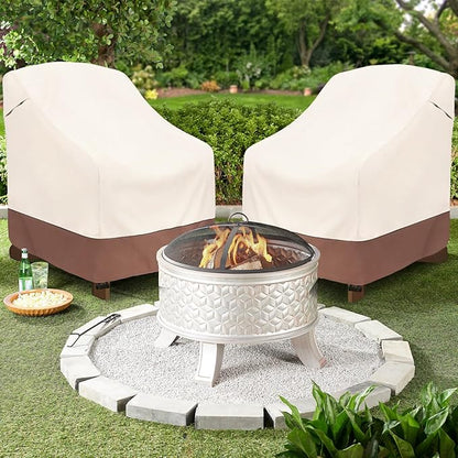okcool Patio Adirondack Chair Cover 2 Pack,Waterproof Heavy Duty Outdoor Chair Covers,Patio Adirondack Chair Cover for Outdoor Chair,(30 W x 34 D x 36 H inches),Beige & Brown