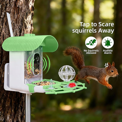 Bird Feeder with Camera, Smart Bird Cam with AI Identify BirdSpecies, Auto Record BirdVideo, Instant Notifications, 2K Video Live Stream Camera with Solar Panel for Birds Lover