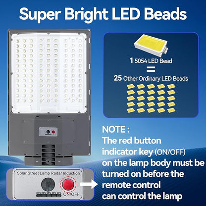 10500W Solar Street Lights Outdoor, 650000LM 7000K Solar Parking Lot Lights Dusk to Dawn 40000mAh IP67 Waterproof Pole Security Flood Lamps with Motion Sensor and Remote for Yard, Garage, Driveway