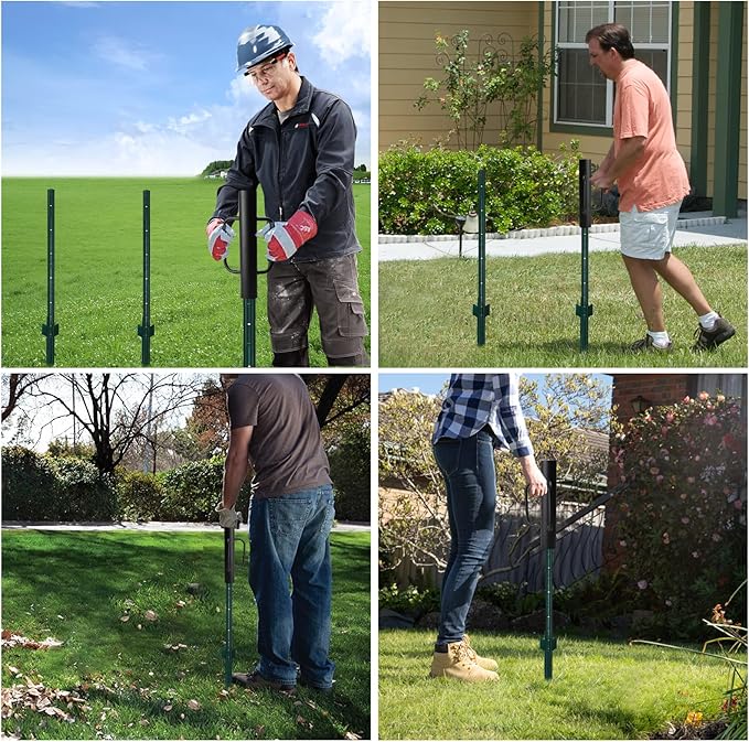 Black Fence Post Driver，16.5 Inch T Post Driver,12LB Hand Post Pounder with Handle, Heavy Duty Post Hole Diggers